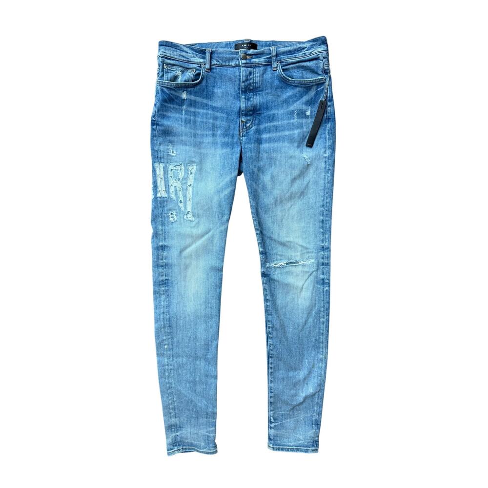 Size 36 - Amiri logo denim blue jeans